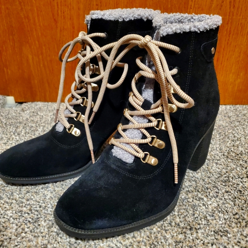 Black suede ankle boots